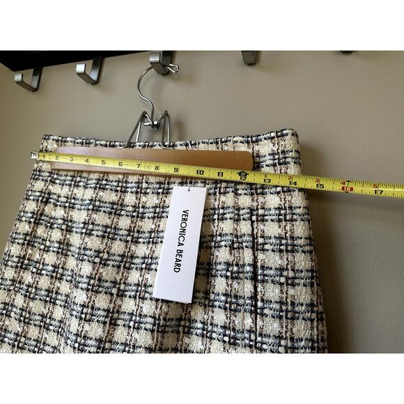 $378 Veronica Beard Roman Skirt Tweed Size 4 NEW Ivory Camel Womens Miniskirt - Picture 3 of 10